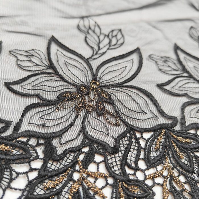 Black with gold floral net - Image 2