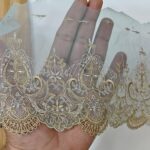 Mint net with gold embroidery