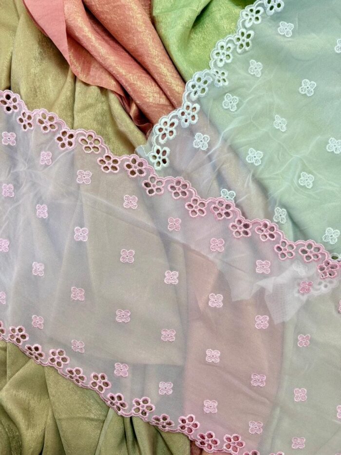 2 sided Floral cutwork net (Mildly Stretchable) - Image 3