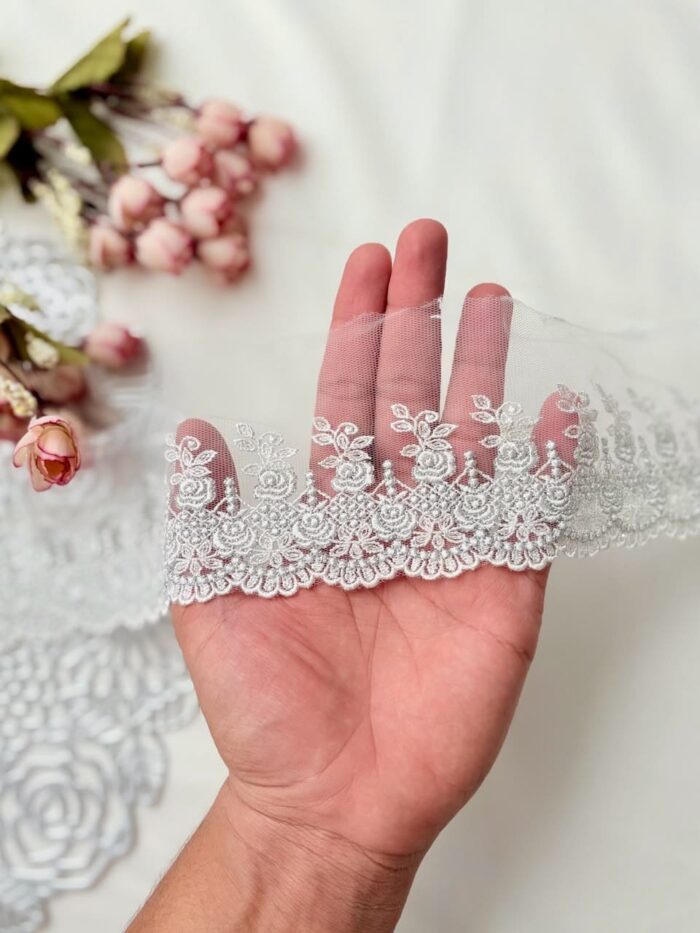 One sided roses net - silver highlight - Image 3