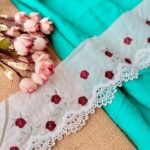 Offwhite cutwork hakoba with roses embroidery