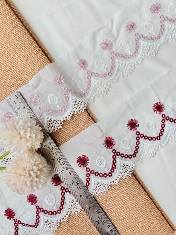 Offwhite cutwork hakoba with colour embroidery - Image 4