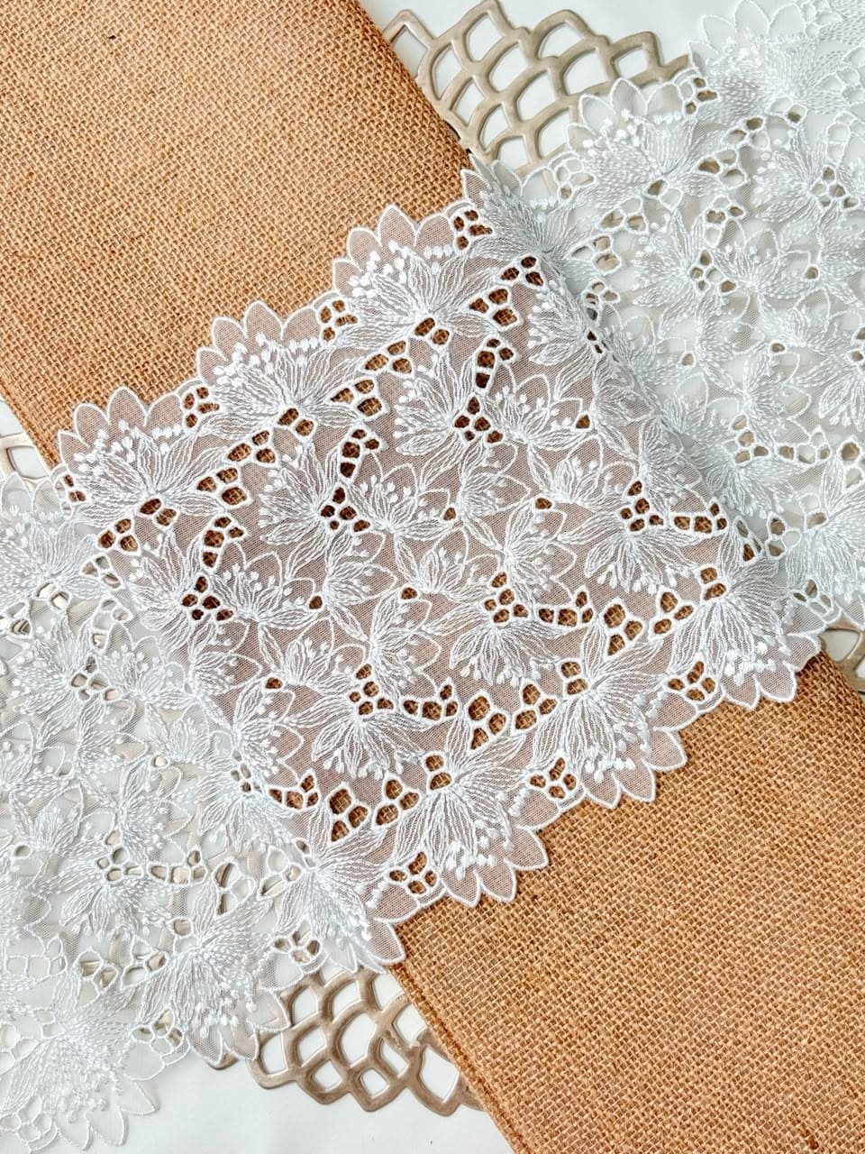 Intricate cutwork net lace