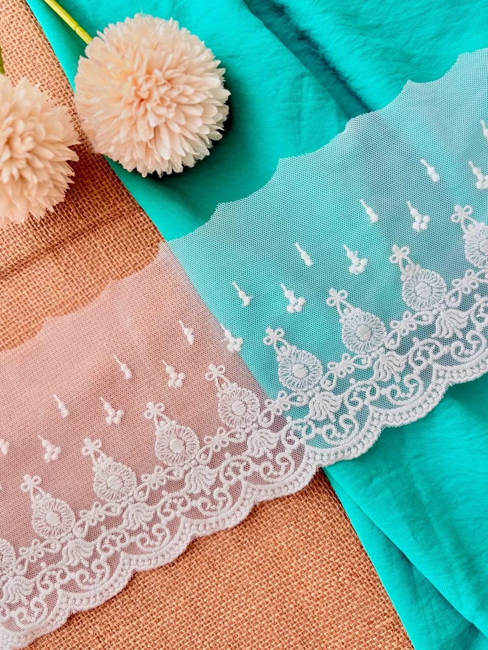 Milky white net lace