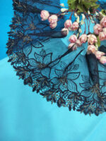 Black with gold floral net lace